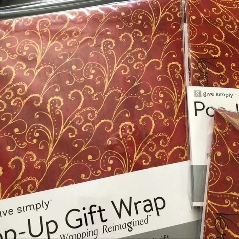 Birthday Celebration Anniversary Gift Box Bundle 1 large 2 small Red Gold Swirl